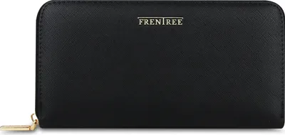 Produktbild von FRENTREE® Damen Geldbörse groß mit RFID-Schutz, 100% , elegantes Portemonnaie mit Handyfach - Mitternachtsschwarz