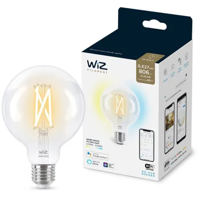 Produktbild von WiZ Smart LED Filament G95 Globe 6,7W = 60W E27 klar 806lm CCT 2700K-6500K dimmbar App Google Alexa WiFi