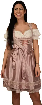 Productafbeelding van Dirndl set 3-delig voor dames, midi, met jurk, blouse en schort in lila met bloemenprint