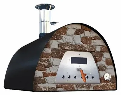 Produktbild von Holzbackofen Veloce Pro 100 – Natursteinfront Ofenfarbe: schwarz Ofengestell: ohne Gestell