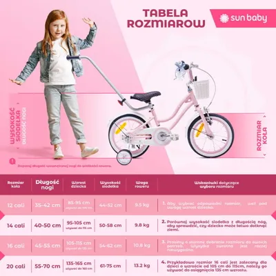Zdjęcie produktu dla Rower dla dziewczynki 12 cali Pchacz kółka boczne Heart Bike różowy