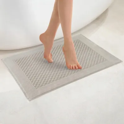 Produktbild von Badematte - 840 G/M2 - 50x70 cm - Baumwolle Badezimmerteppich - Grau - Rechteckig - CARLO