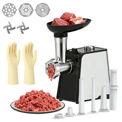 Fleischwolf 4-in-1, 3200 W, mit Wurstfüller, Edelstahl