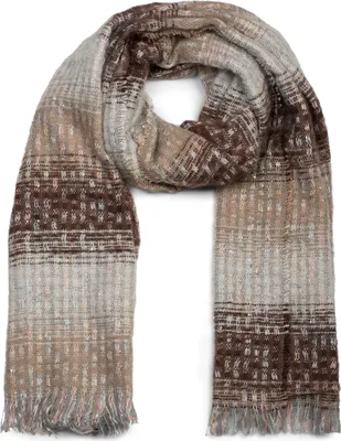 Produktbild von styleBREAKER Damen Schal mit Streifen Web Muster, Pailletten und kurzen Fransen, Winter, Stola 01017114
