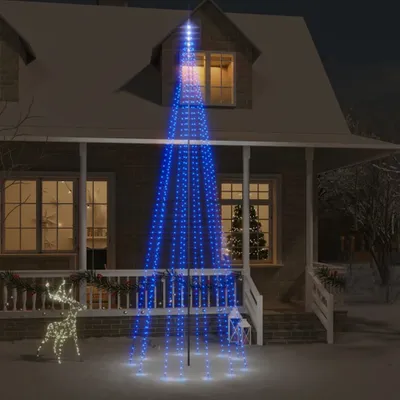 Productafbeelding van De Living Store LED-kerstboom voor vlaggenmast, blauw, met 732 LED's, 500 cm