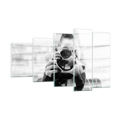Produktbild von Bilder auf glas - 5 Teile - Fotograf Schwarzweiß Doppel - 100x60cm - Glasbilder - Wandbilder - Bilder - Wanddekoration aus Glas - Glas Bilder - Wandbild auf Glas - GEG100x60-4586
