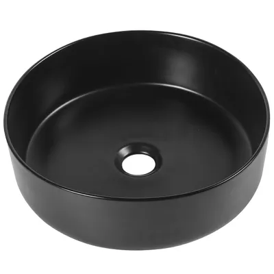 Produktbild von Keramik-Aufsatzwaschbecken schwarz rund