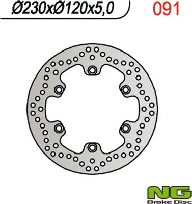 Produktbild von Ng Bremsscheibe Hinten Für Kawasaki Klr 650 '90-'07, Kle 500 '91-'07 (230X120X5) (6X10.5Mm)