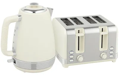 Zdjęcie produktu dla Zestaw: czajnik elektryczny i toster, pojemność: 1,7 l, moc: 2200 W | Kolor: biały, szary | Wymiary: 16,5 x 21,1 x 25,2 cm