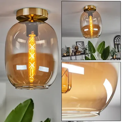 Produktbild von Carrone Deckenlampe aus Metall/Glas in Messingfarben/Bernsteinfarben