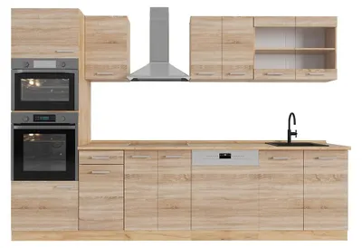 Produktbild von Küchenzeile Vicco R-Line Sonoma/Goldkraft Eiche 300 cm mit Hochschrank, AP Eiche, Model 53702