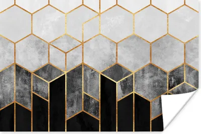 Produktbild von MuchoWow® Poster Gold - Sechseck - Chic - Muster - Luxus 120x80 cm - Bilder