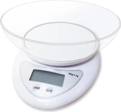 Obrázek produktu pro Kuchyňská váha s miskou Rosberg Premium R51651HT, 5 kg, Miska, LCD displej, TÁRA, Bílá