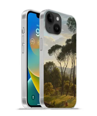 Produktbild von MuchoWow® Handyhülle Schutzhülle Hülle für Apple iPhone 14 - Softcase Italienische Landschaft mit Zirbelkiefer - Gemälde von Hendrik Voogd Silikon Softcase Handy Hülle - Mobiltelefonhülle