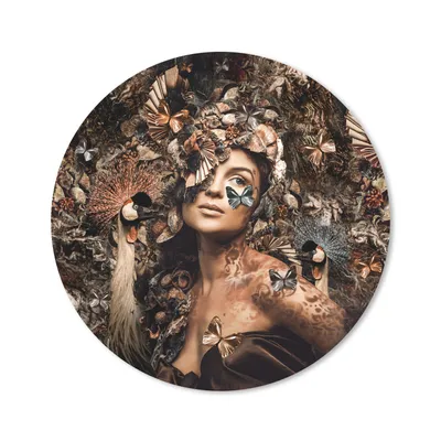 Produktbild von MuchoWow® Mauspad Mousepad Luxus - Frau - Tiere - Schmetterlinge - Vögel 40x40 cm - Mousepads - Maus Mat - Pad - Mausunterlage - Schreibtisch Accessoires