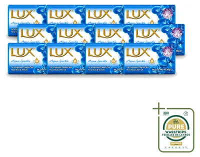 Produktbild von 12 x Lux Seife Aqua Sparkle - Hydratisierend - 80 g - Vorratspackung - 12 Stücke