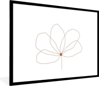 Produktbild von MuchoWow® Gerahmtes Poster Blume - Strichzeichnung - Natur 80x60 cm - Poster mit Schwarzem Bilderrahmen Wandposter Rahmen Foto Bilder - Schlafzimmer-Dekorationen - Fotoposter