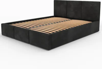 Produktbild von Muralo POLSTERBETT für Schlafzimmer Stoffbett Bett mit Container Doppelbett Modernes Design Schwarz 140cmx200cm