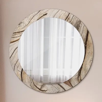 Produktbild von Ø70cm Modern Spiegel - Wandspiegel Wandmontage- Schlafzimmer - Rissig Holz