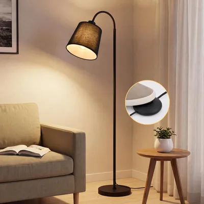 Produktbild von ZMH Stehlampe Wohnzimmer Standleuchte 160CM 360° Drehbarer Schwarz Lampenschirm Schlafzimmerlampe Fußschalter E27 Fassung Leselampe für Kinderzimmer