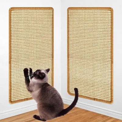 Produktbild von Famanu Kratzmatte 2 Stück - Sisal Kratzbrett für Katzen - Wandkratzbrett für Teppiche und Sofas - 50 x 25 cm