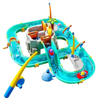 Wasserbahn für Kinder, 71x71x101 cm, Outdoor, mit Booten & Angel