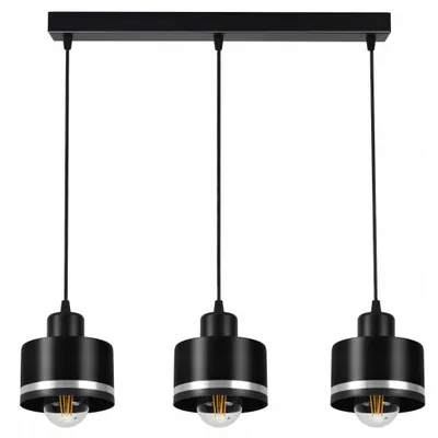 Obrázek produktu pro Luxolar LED závěsné svítidlo 3 světla E27 60W - Stropní svítidlo s kovovým stínidlem černý chrom - Moderní závěsné svítidlo do obývacího pokoje