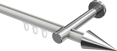 Produktbild von Interdeco Innenlaufstange / Gardinenstange mit Innenlauf Weiß / Chrom, Typ Prestige Savio (Kegel), 20 mm Ø 1-läufig, 440 cm