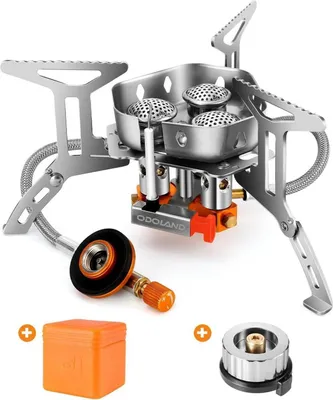 Obrázok produktu pre Odoland kempingový varič 6800W plynový varič s piezoelektrickým zapaľovaním ochrana proti vetru na vonkajšie použitie