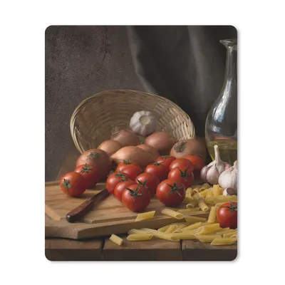 Produktbild von MuchoWow® Mauspad Mousepad Schneidebrett - Gemüse - Stillleben - Pasta - Aus - Tomate - Schneidebrett 30x40 cm - Mousepads - Maus Mat - Pad - Mausunterlage - Mausmatten