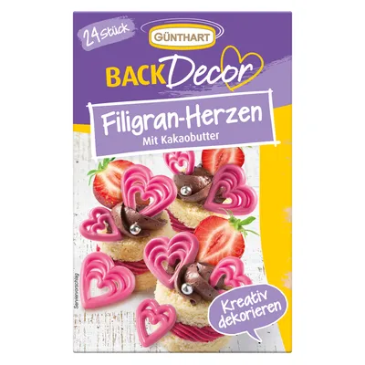 Produktbild von BackDecor 24 Filigran Herzen mit Kakaobutter