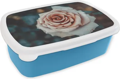 Produktbild von KitchenYeah® Lunchbox Brotzeit Brotdose 17x11 cm Blume - Weiß - Rosa Kinder Brotzeitdose - Lunch - Kunststoff  - Brotbüchse - Sandwichbox - Lunchbox für Kinder