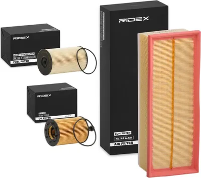Produktbild von RIDEX Filterset Inspektionspaket Filtersatz für VW GOLF VI (5K1) TOURAN (1T1, 1T2) TIGUAN (5N) Passat Variant (3C5) für AUDI A3 Sportback (8PA)
