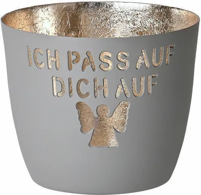 Image de Gift Company Photophore Madras Je prends soin de toi M, Porte-bougie à chauffe-plat, Porte-bougie, Fer, Flanelle, Or, 8.5 cm, 1030404030