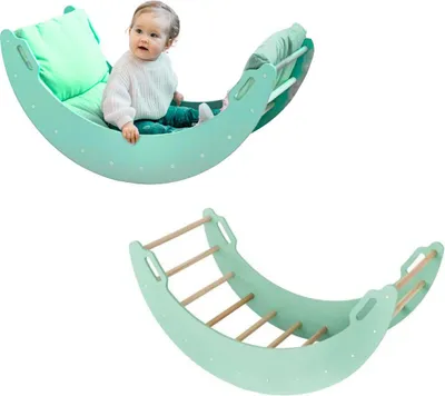 Obrázek produktu pro Dřevěná prolézací houpačka "Měsíc" | Prolézací trojúhelník pro děti | Montessori hračky | Dětské hřiště Rockerboard