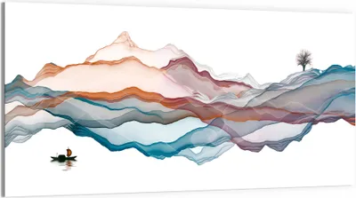 Produktbild von DEQORI Glasbild Echtglas 100x50 cm 'Berglandschaft' Wandbild Bild modern Deko