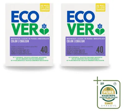Produktbild von 2 x Ecover Color Waschmittelpulver für Buntwäsche - 3 kg - Vorratspackung - 2 Stücke