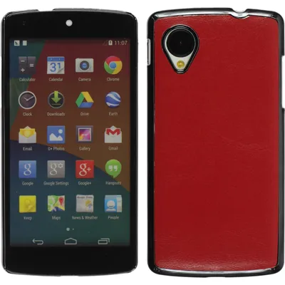 Produktbild von PhoneNatic Case kompatibel mit Google Nexus 5 - Hülle rot Lederoptik Hard-case + 2 Schutzfolien