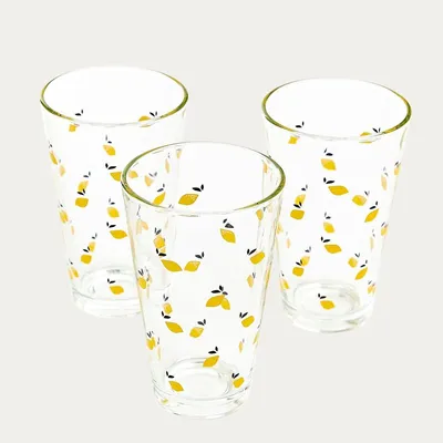 Produktbild von HOMLA TOKEN SUMMER Glas in Zitronen, 3 Stk. 0,3 l