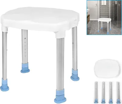Produktbild von ACXIN Duschstuhl Höhenverstellbar Badhocker Duschhocker mit Anti Rutsch Gummifüße Duschhilfe Aluminium Duschsitz für Senioren bis 150 kg