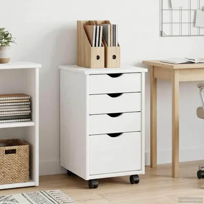 Obrázok produktu pre vidaXL Skriňa na kolieskach Biela 34 x 39 x 56 cm Masívne borovicové drevo
