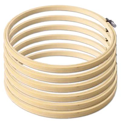 Produktbild von TE-DecoArt 6 Stück Stickrahmen Holz rund 17 cm Rahmen Set Spannrahmen Stickkreis Stickring Kreuzstich Holzring Embroidery Hoop DIY Basteln und Sticken