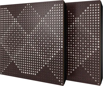 Productafbeelding van Set van 6 akoestische panelen WILDS, fluweel, 50x50x5 cm, wengé/wit – inclusief montageset
