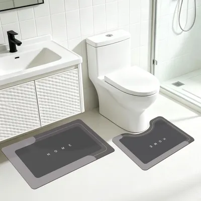 Immagine prodotto di Set di due tappetini, assorbenti, antiscivolo, ad asciugatura rapida, per il bagno e la doccia