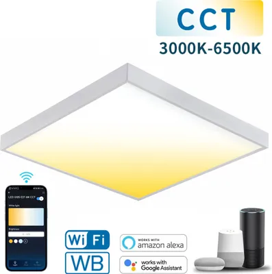 Produktbild von 60x60 LED CCT Smart Panel Aufputz Panel Aufbau Deckenleuchte Dimmbar inkl. Rahmen Smartphone (APP) Steuerung