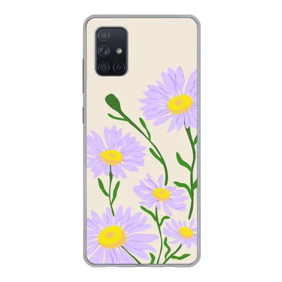 Produktbild von MuchoWow® Handyhülle Schutzhülle Hülle für Samsung Galaxy A71 Blume - Lila - Minimalismus Silikon Softcase Handy Hülle - Kartenbesitzer - Geburtstag Teenager