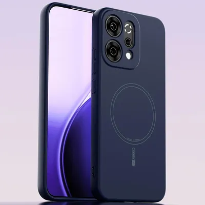Image de Etui magnétique pour Oppo Reno14, compatible MagSafe, silicone liquide, résistant aux chocs et aux rayures Bleu foncé