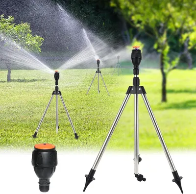 Produktbild von Rotierender Sprinkler, mit Stativ 360 Grad Rotating Tripod Bewässerungssprinkler Automatisch Große Flächen Teleskopstativsprinkler