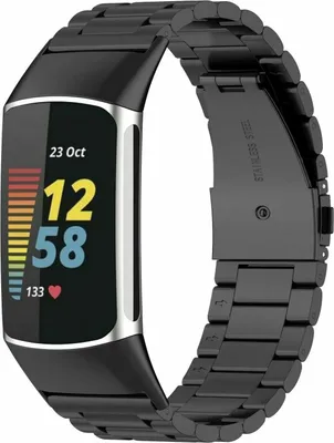 Produktbild von Strap-it® Fitbit Charge 5 Metallarmband (Schwarz)