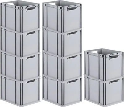 Produktbild von SparSet 10x Eurobox NextGen Economy | Griffe offen |HxBxT 32x30x40cm | 30 Liter | Eurobehälter, Transportbox, Transportbehälter, Stapelbehälter